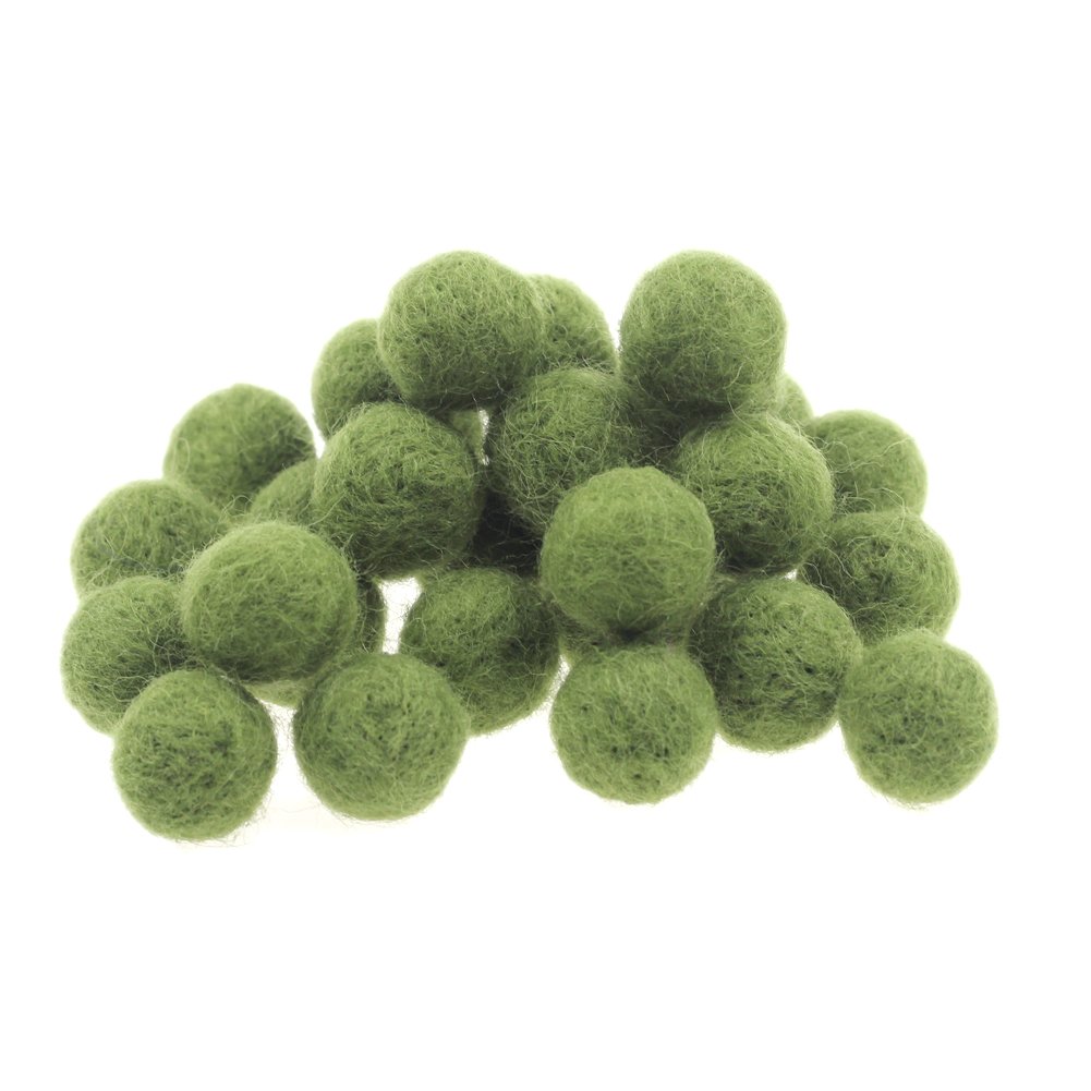 Zasy 20mm Needle Felt Wool Balls Felt Pom Pom Beads DIY Accessories Garlands 30pcs (Army Green)