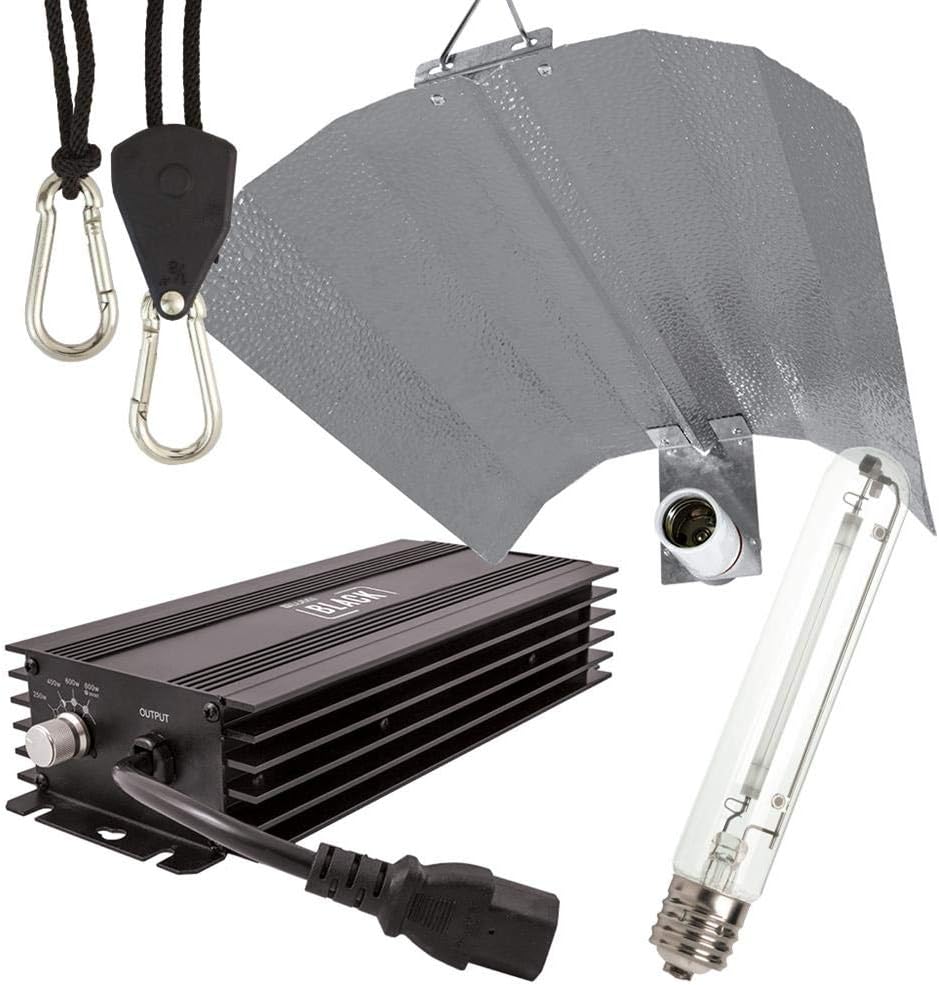 LUMII Black Magnetic 600w or Digital Ballast 250w 400w 600w Boost Hydroponics Light Kit with Hangers (Digital Kit)