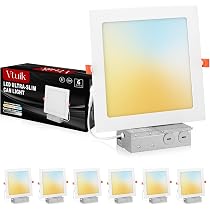 Vtuik 8 Inch Square LED Recessed Ceiling Light, Dimmable Canless ...