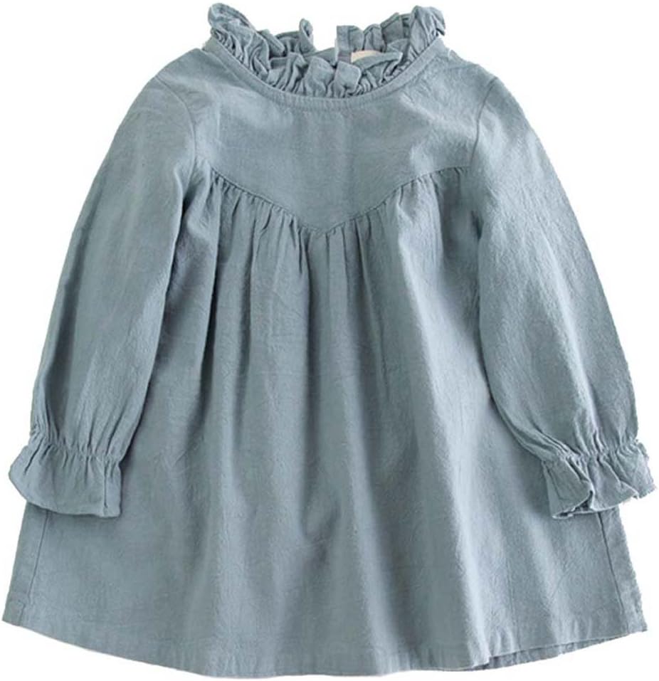 Girls Long Sleeve Dress Cotton Casual Skater Party Dress Toddler Girl Clothes 1-7 Years