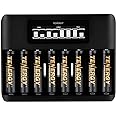Tenergy TN480U 8-Bay LCD Display Fast Charger with 8 Pack AA Premium Pro Rechargeable Batteries