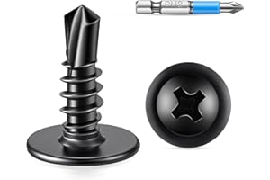 100 PCS #8 x 1/2" 410 Stainless Steel Phillips Modified Truss Head Sheet Metal Screws, NO.8 X 0.51 inch Black Coated Self Drilling Screw PH2 Bit Included by TPOHH