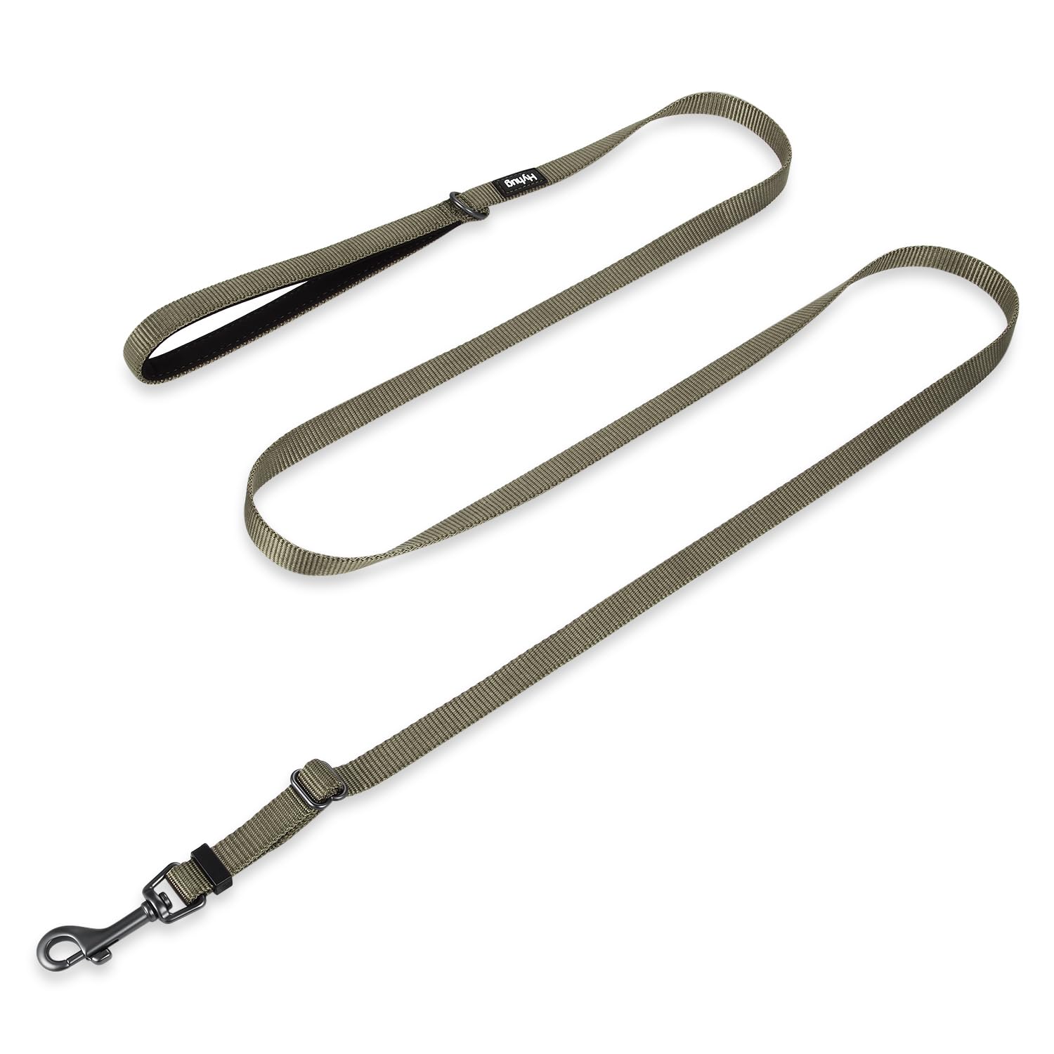 Hyhug Pets Upgraded Adjustable Length Lead with Durable Nylon and Super Soft Neoprene lined Handle for Pup Dogs Daily Use Walking and Professional Training. (Small, Military Green)