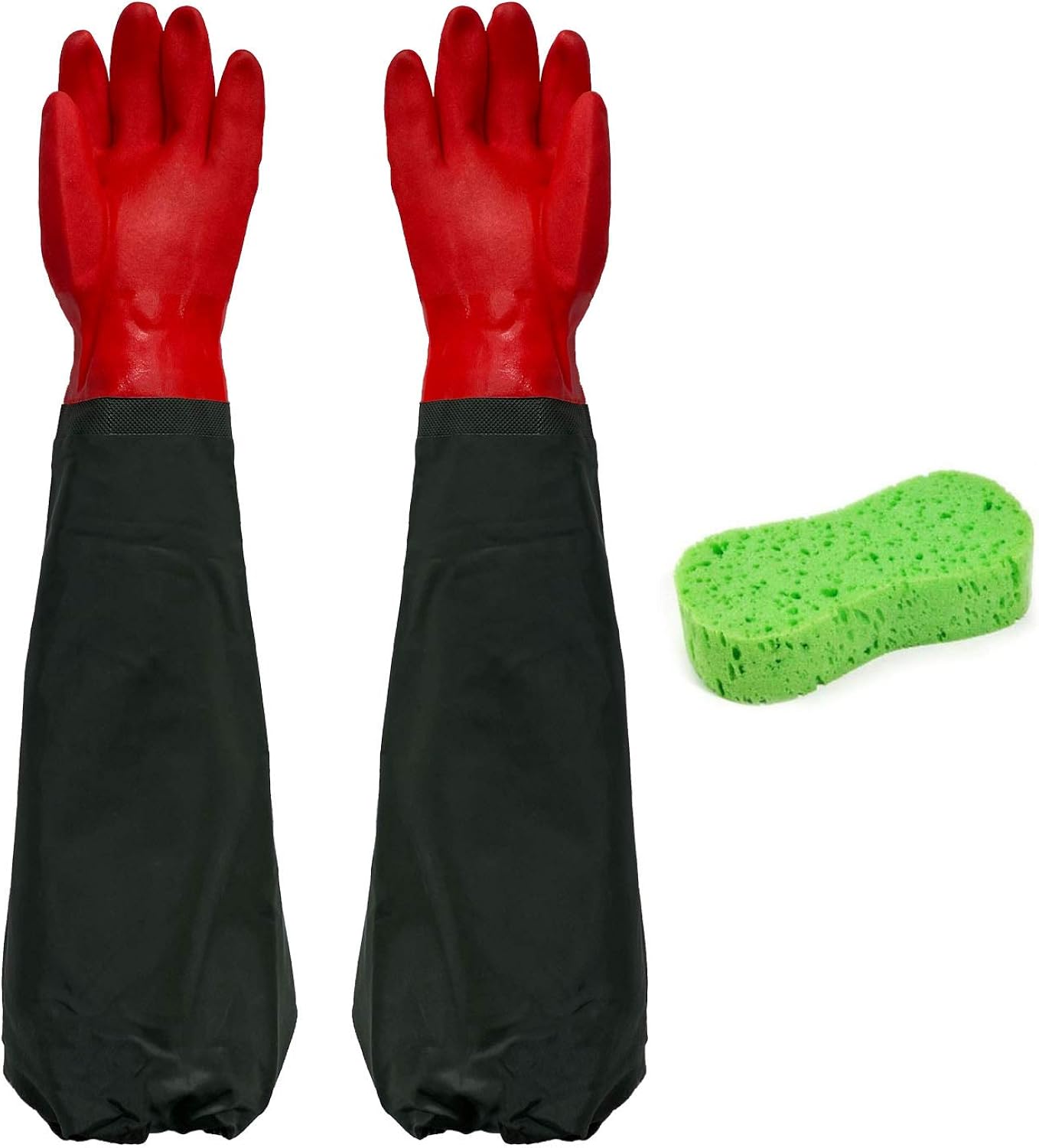 ExtraLong Sleeve Rubber Work Gloves, Aquarium Glove, Reusable 27Inch