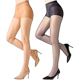 Aaronano 2 Pairs Women's 30D Sheer Anti Ladder Tights Ultra Soft Not Rip Pantyhose