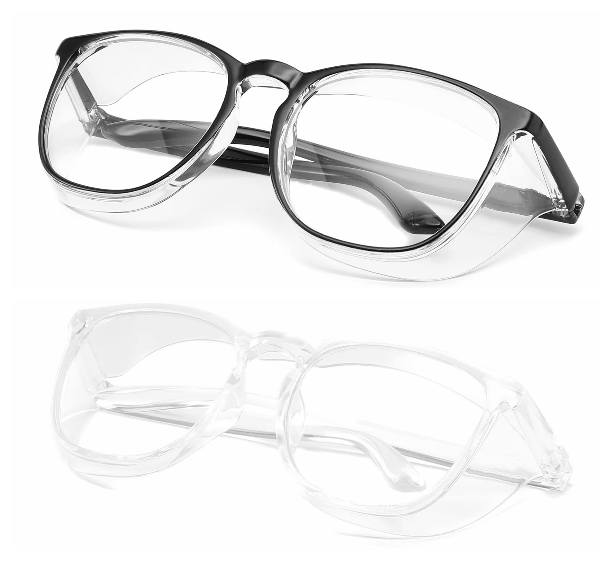 Photo 1 of Alsenor Safety Glasses Anti Fog Goggles Protective Eyewear Blue Light Blocking Anti Dust UV Protection Glasses For Men Women (2 Pack (Black + Transparent))