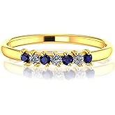 Belinda Jewelz 10k Yellow Gold Ring with Diamond Natural Sparkling 1.5mm Gemstone 0.08 carat Band White 1.6mm Diamonds 0.057 carat Prong Setting with Round Shaped in Gift for Women