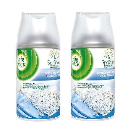 Air Wick Freshmatic Max Automatisches Duftspray Nachfüller, Cotton & Weißer Flieder, 2er Pack (2 x 250 ml)