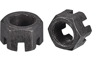 Awclub Hexagon Slotted Nuts with Fine Thread, M14 x 1.5mm GB58 Carbon Steel Hex Castle Nuts Black - Pack of 5