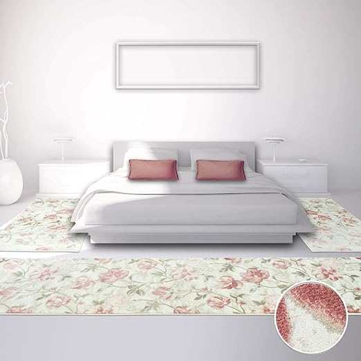 Carpet City Bettumrandung Fur Schlafzimmer Flachflor In Pastellrosa Creme Mit Klassischen Blumen Muster Florales Design 3 Teilig Laufer 2x 80x150 Cm 1x 80x300 Cm Amazon De Kuche Haushalt
