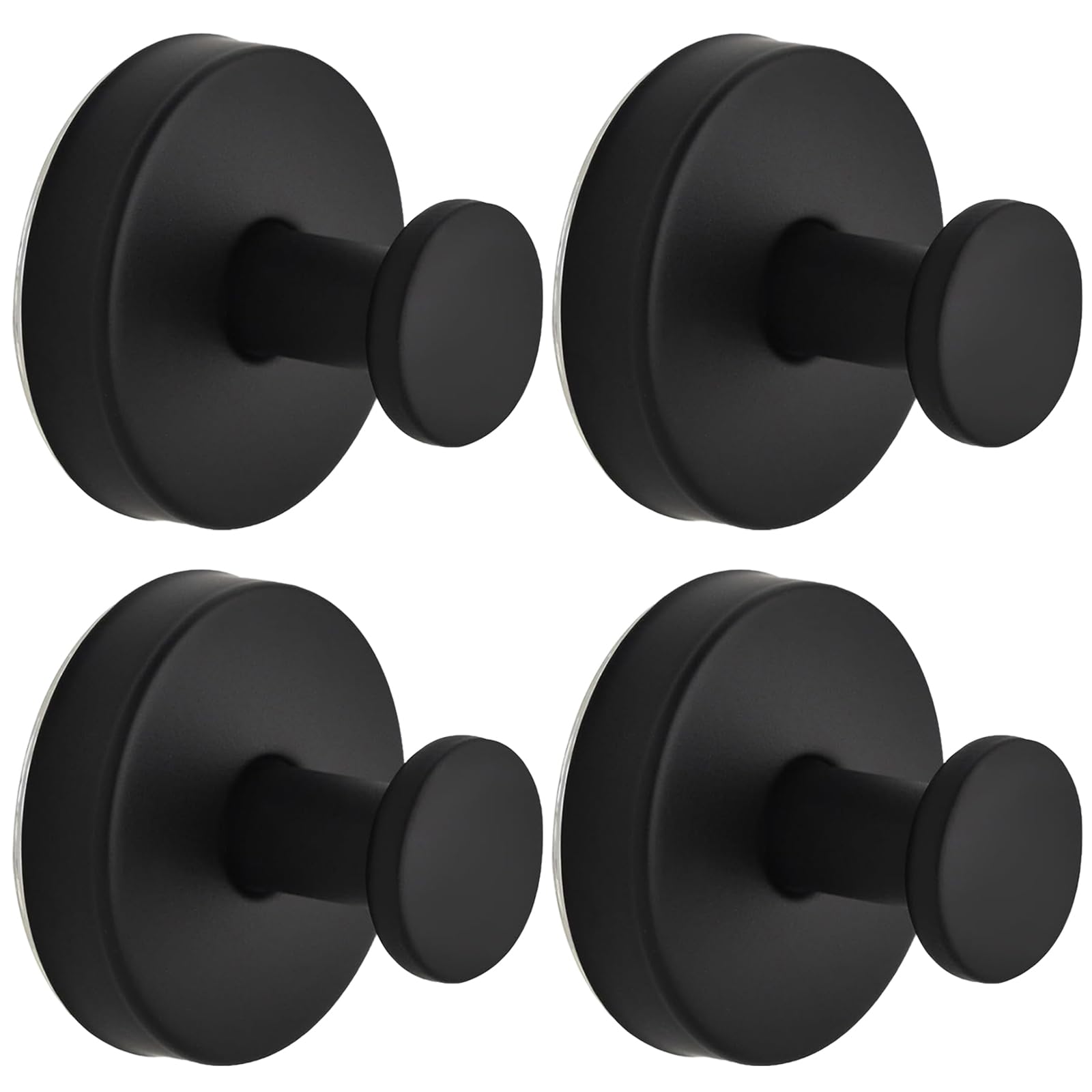 LXBCTOP 4 Pices Luxe Hold No-Drill Hooks, Vacuum Black Suction Stick Hooks, Black Suction Cup Hooks Stainless Waterproof, Bathroom, Kitchen, Wall
