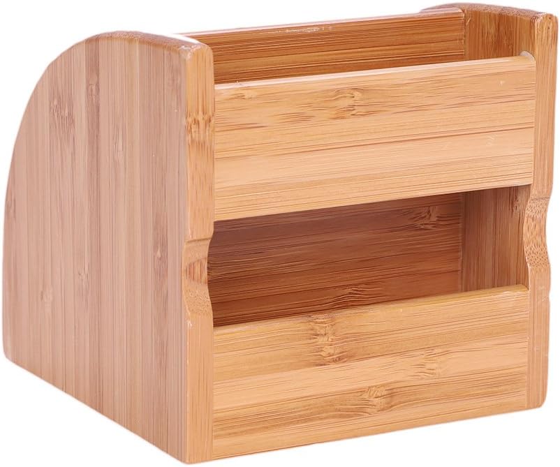 LONTG Remote Control Holder Stand Bamboo Desktop Storage Box Caddy Tidy Desktop Organiser Desk Pen Pot Holder with 4 Compartments for TV Remotes Makeup Brushes Pencils Smartphone and More Small Items - Image 5