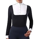 Harrison Howard Women's Equestrian Long Sleeve Riding Top Show Shirt Patchwork Design