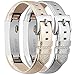 Tobfit Compatible with Fitbit Alta HR and Fitbit Alta Leather Bands Replacement Leather Watch Bands with Stainless Steel Buckle Compatible with Fitbit Alta HR and Alta (Gold+Silver)