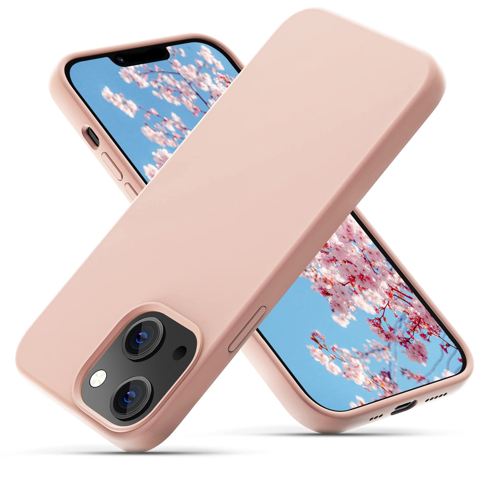 OitiYaa Silicone Case Compatible with iPhone 14 Case 6.1 Inch, Soft Ultra Slim Protective Shockproof Liquid Silicone Phone Case with Anti-Scratch Microfiber Lining, Sand Pink — image 1