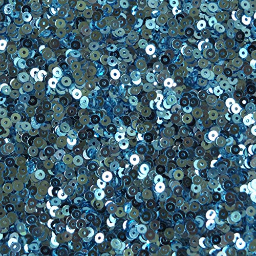 3mm Sequins Flat Round Sky Blue Metallic. Made in USA