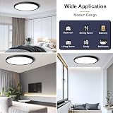 LightingWill 40cm LED Flush Mount 24W 3800lm 6000K Black Round Ceiling Light view 7