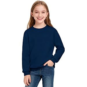 Auranso Girls Sweatshirt Kids Long Sleeve Shirts Casual School Pullover Top