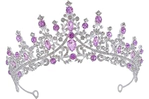 KAJNBN Purple Crystal Tiara for Wedding Bridal Headpiece Silver Hair Accessories Princess Crown