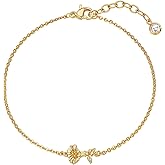 LOLAR RAY Months Flowers Gold Bracelets for Women - 14K Gold Plated Dainty Bracelets for Women - Handmade Exquisite Chain 12 Month birth flower bracelet，Trendy Jewelry Everyday Gifts for Mom/Wife/Bride/Her
