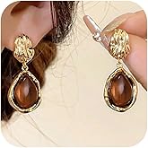 Brown Earrings for Women Tiger Eye Earrings Elegant Brown Jewelry Dangle Stone Earrings for Everyday Wear Gifts
