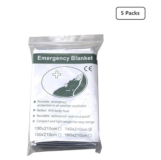 Emergency Blankets 83" x 55" (210 x 140 cm), Heat Reflective Survival