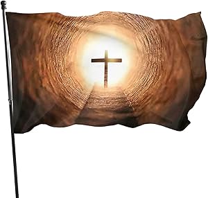 Christian Wallpapers Flag Polyester Decoration USA Christian Cross Flags, Home Yard Indoor Outdoor Banner Garden Flag 3x5 Ft