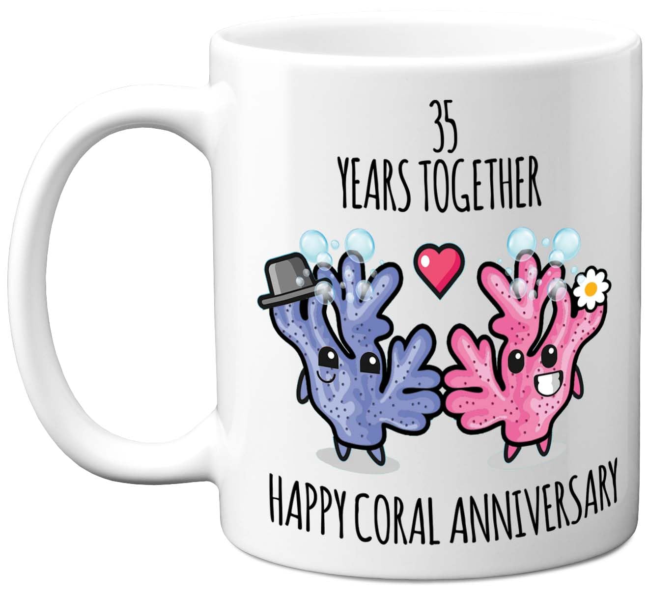 Stuff4 35th Anniversary Mug Gift for Men Women - 35 Years Together - Happy Coral Anniversary Wedding for Husband Wife Mum Dad Brother Sister, 11oz Ceramic Coffee Mugs Gifts