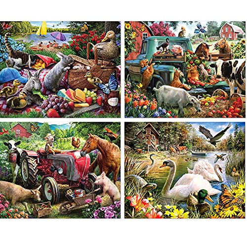 Bits and Pieces 4in1 Multi Pack 1000 Piece Jigsaw Puzzles for Adults 20" x 27" 1000 pc