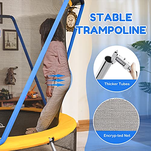 Zupapa Trampoline for Kids Toddler with Enclosure Net Basketball Hoop