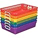 Really Good Stuff Plastic Desktop Paper Storage Baskets for Classroom or Home Use – Plastic Mesh Baskets in Fun Rainbow Colors – 14.25” x 10” – (Set of 6)