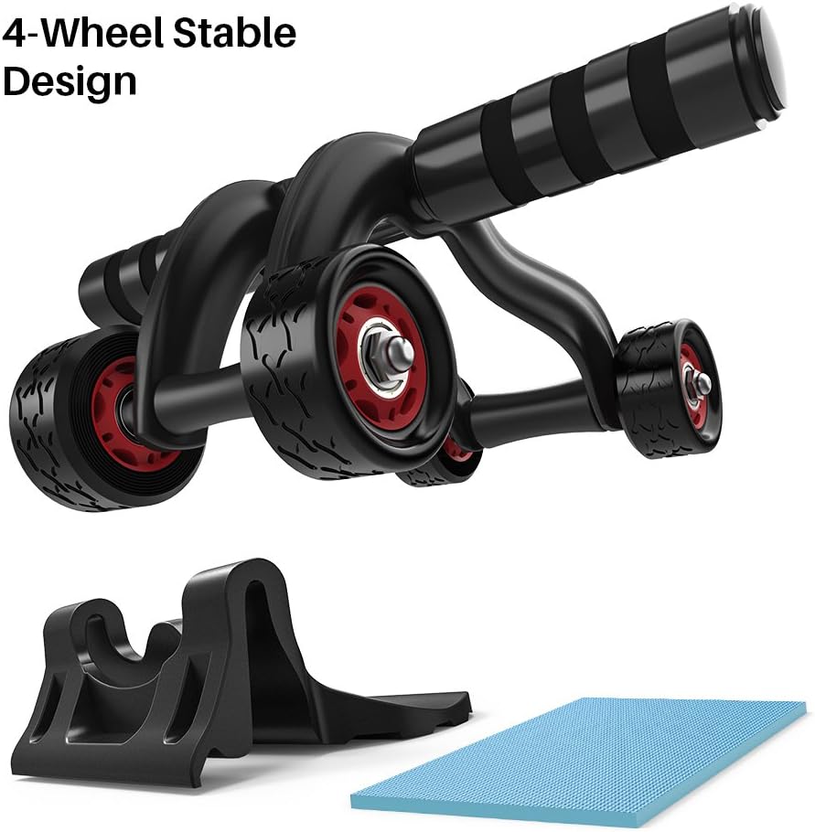 Abs Wheel Ab Wheel with 4 Wheels for Core Exercise, Soft Knee Pad and