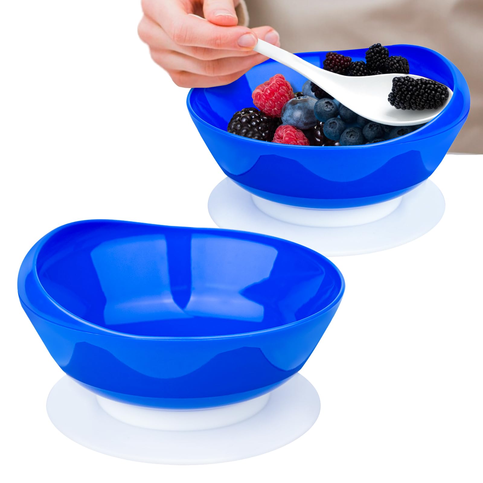 Photo 1 of 2Pack Spill Proof Scoop Bowl with Non-Skid Suction Base, Adaptive Self-Feeding Dinnerware for Elderly and Disabled