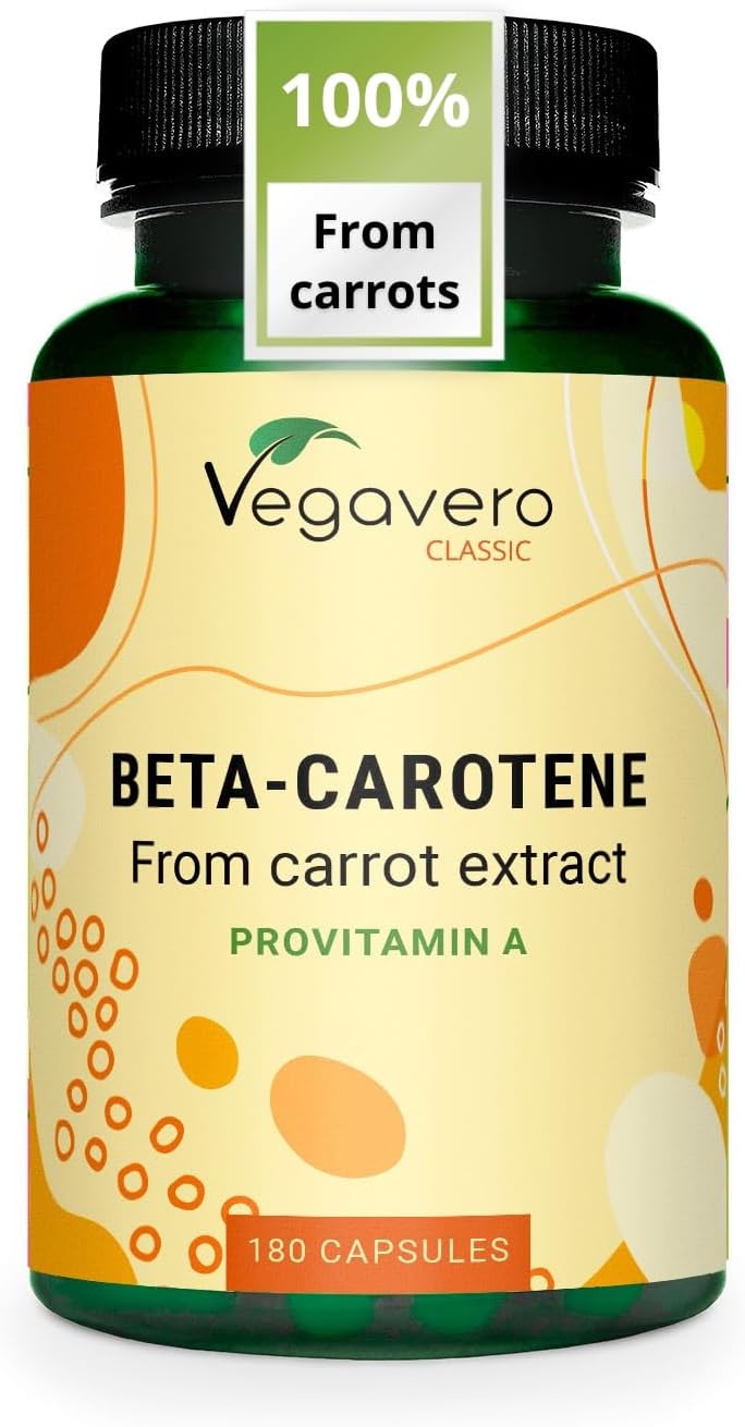 Vegavero Beta Carotene 180 Capsules Natural Carrot Extract Vegan 7 mg