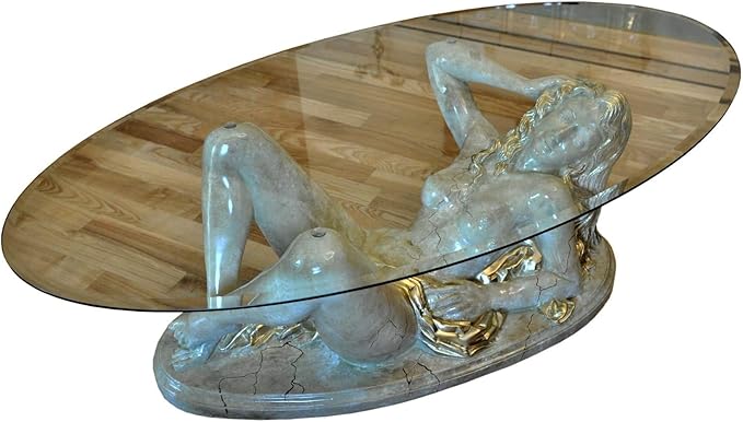 Antikes Wohndesign Ovaler Couchtisch Wohnzimmertisch Glastisch