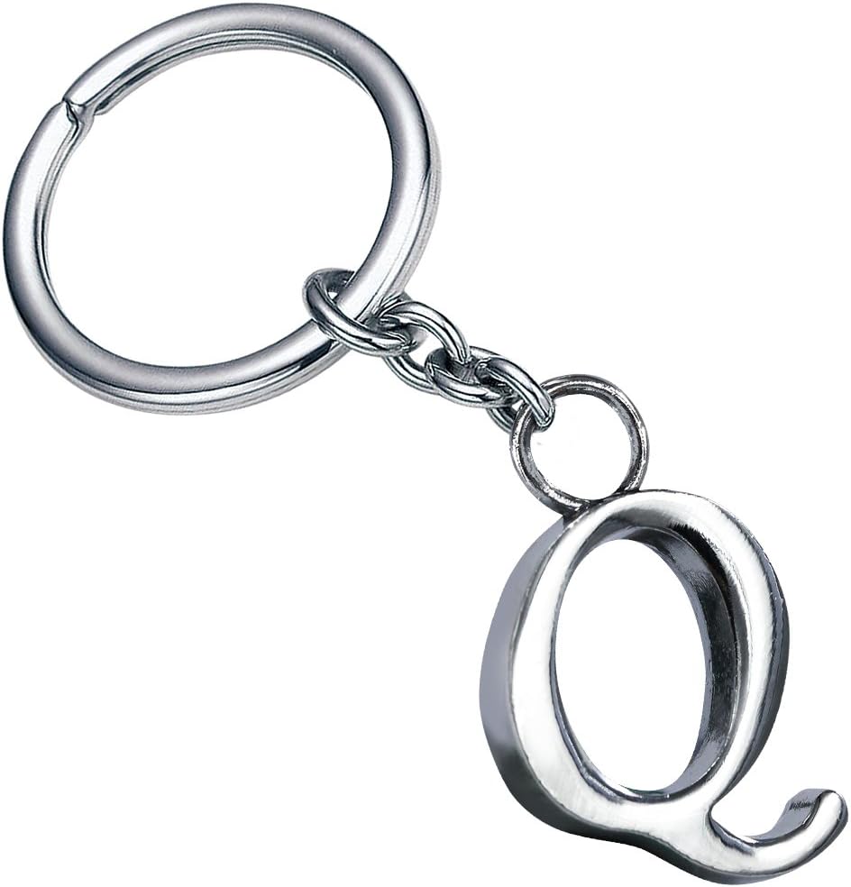 Amazon Com Monnel Stylish Letter Q Simple Alphabet Keychain Key Ring With Velvet Bag Z 337 Silver 3 4 L X 1 3 W X 0 1 H In Inches Office Products