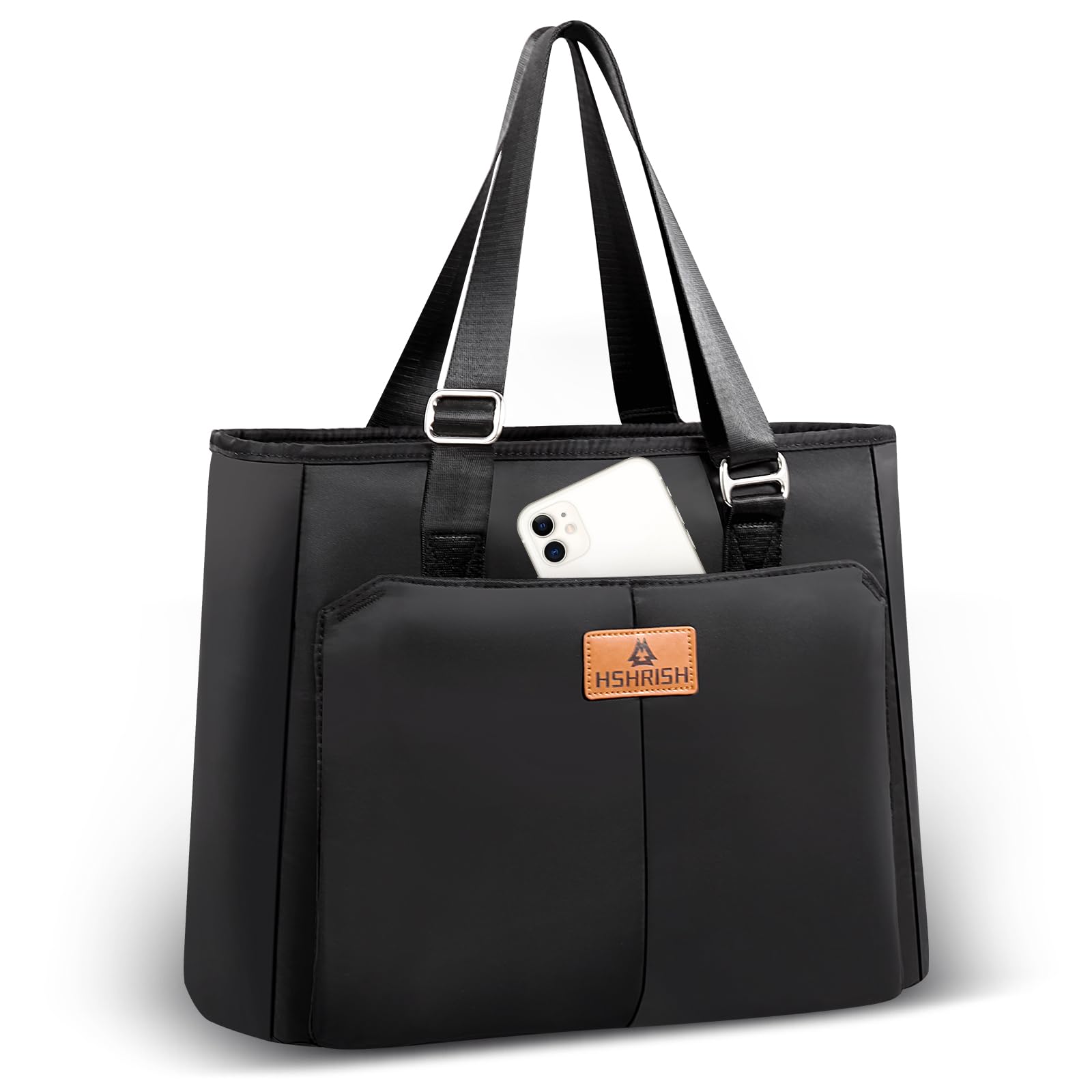 HSHRISH Lunch Bags for Women, Insulated Lunch Tote Bags 15L, Reusable Waterproof Leakproof Cooler Bag, Adjustable Shoulder Bag for Adults Work Shopping Picnic Beach Outdoor, Black