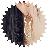 Andelaisi Boho Chunky Cuban Chain Earrings Vintage Curb Chain Huggie Earrings Gold Circle Chain Dangle Earrings Paperclip Chain Hoop Earrings Jewelry for Women
