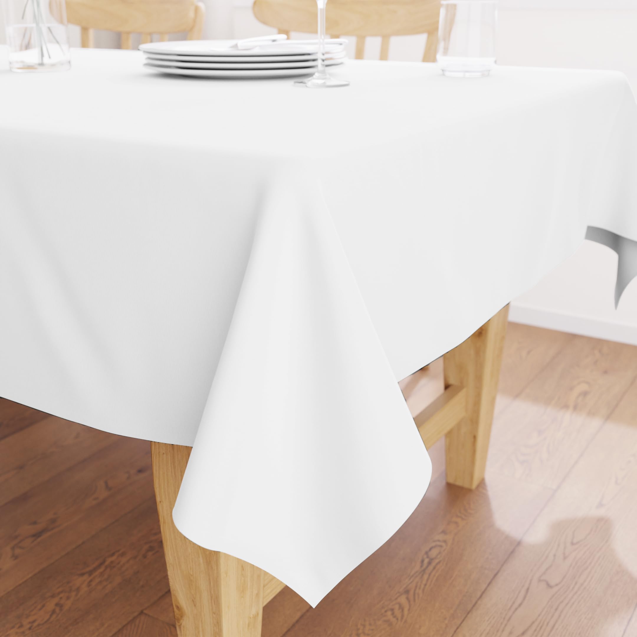 Encasa XO Dining Table Cover | 56x56 in Cotton Canvas Square Tablecloth | Machine Washable, White Table Cloth for Indoor & Outdoor Dining, Durable, Easy-Care | Suitable for Any Occasion