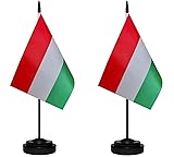 Hungary Hungarian Small Mini Desk Flag Set