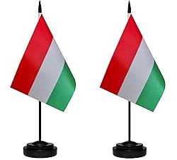 Hungary Hungarian Small Mini Desk Flag Set