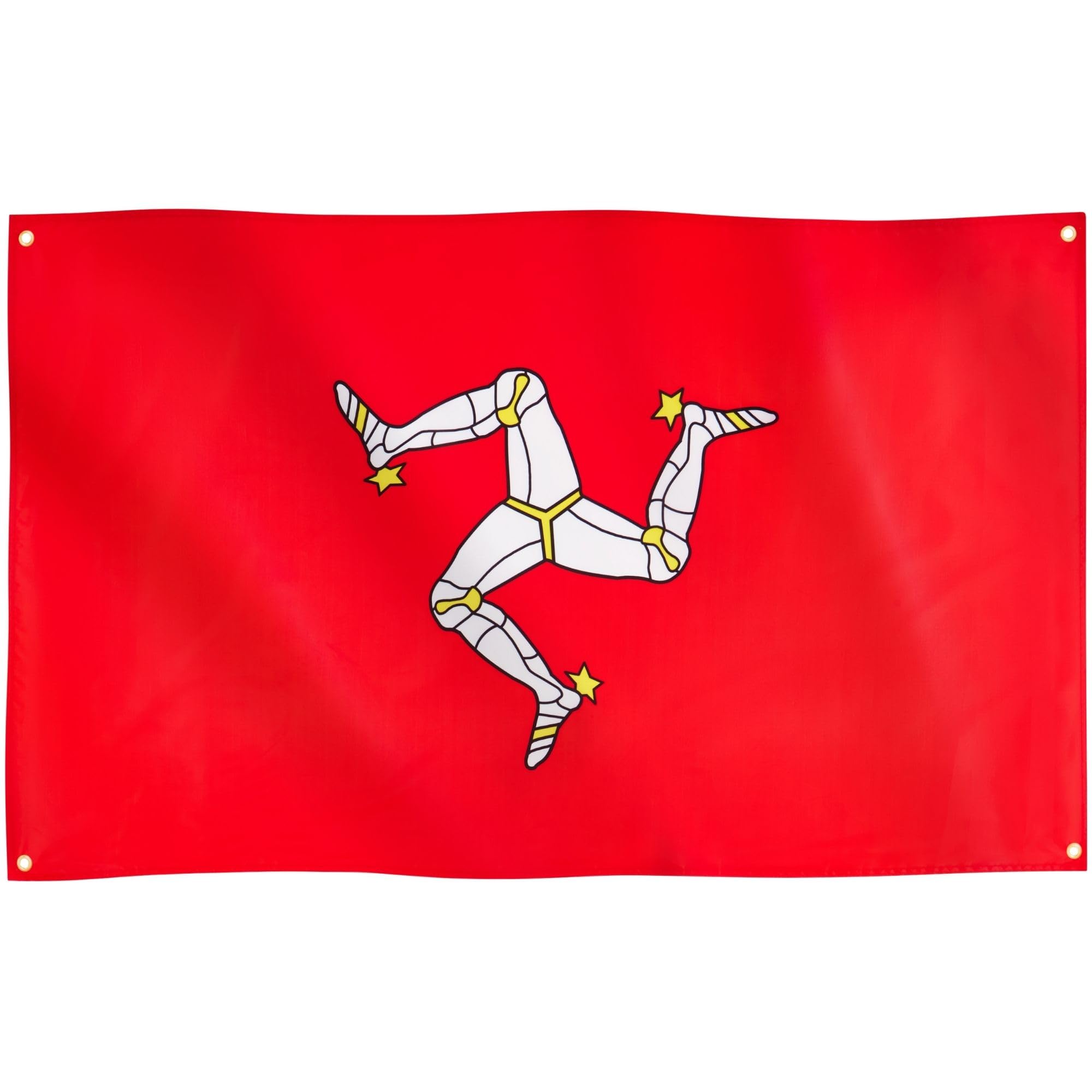 Runesol Isle of Man Flag, 91x152cm, 3ft x 5ft, 4 Grommets, Eyelet In Every Corner, Manx Triskelion Flag, Mann, Premium Flags, Inside, Outside, Vivid Colours — image 1