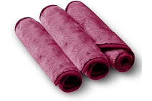 Makeup Remover Cloth Cleansing Towel - Chemical Free - Move Makeup Instantly with Just Water (3 Burgundy)