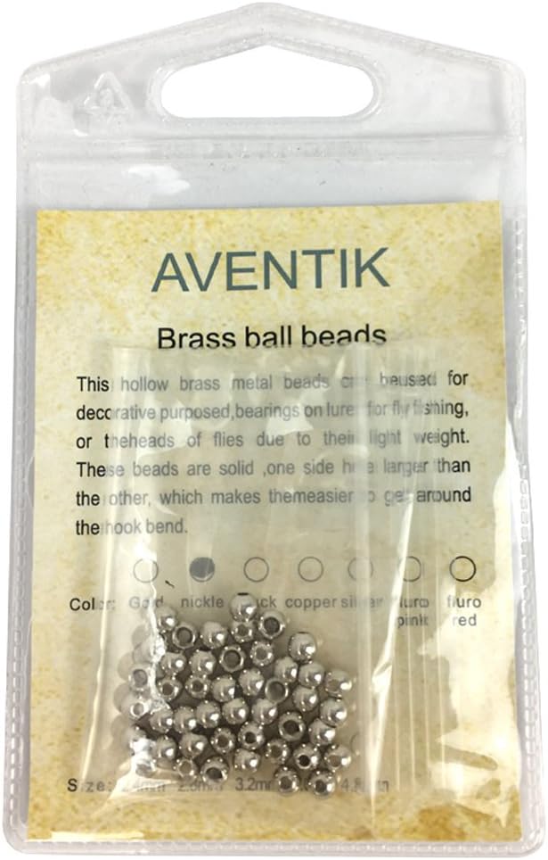 Aventik 50pc Brass Beads Tapered Hole Fly Tying Materials Lure Jig 10 Colors / 5 Sizes Fly Fishing