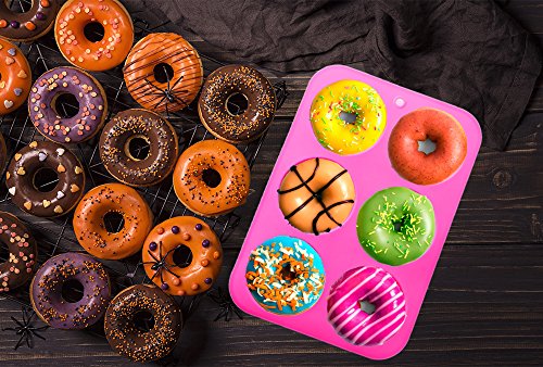 TEMCHY Donut Pan, 2-Pack Silicone Doughnuts Baking Pan, Non-Stick Cake Mold, Easy to Bake Full Size Perfect Shaped Donuts That Your Family and Kids Will Love