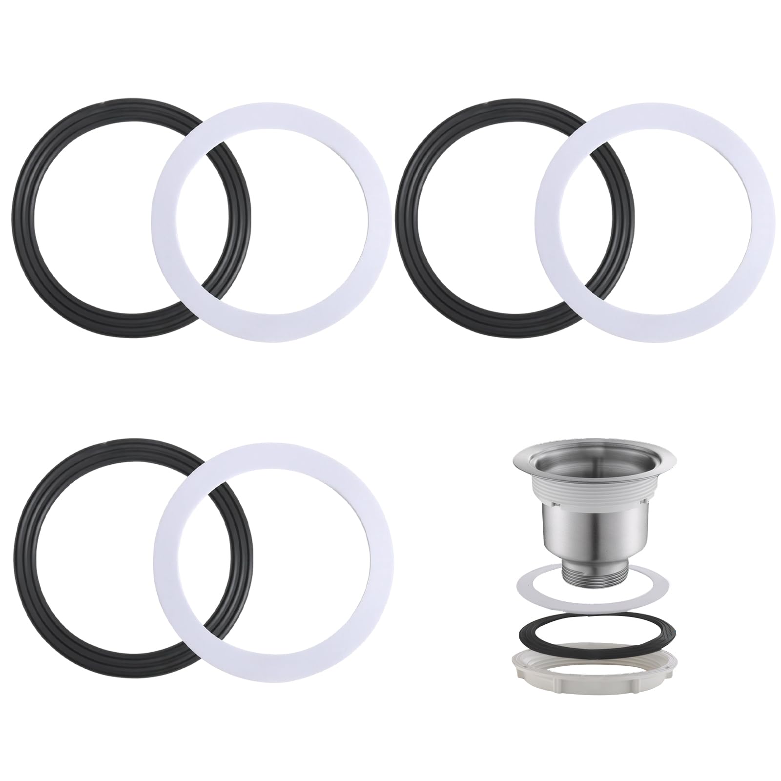 MADGININE 3 Pairs of Sink Plug Rubber Seal,Pop up Plug Washer,O Ring Seal Washer,Double-Sided Sealing Design,Strong Sealing,Widely Used in Kitchen Bathroom Laundry Room and Other Sewers