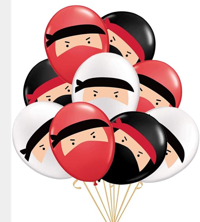 Kreatwow 30 Ballons De Ninja Ballons En Baudruche Rouge Noir Blanc Imprime Dessin De Samourai Pour Anniversair Fete A Theme De Katana Bushido Judo Amazon Fr Jeux Et Jouets