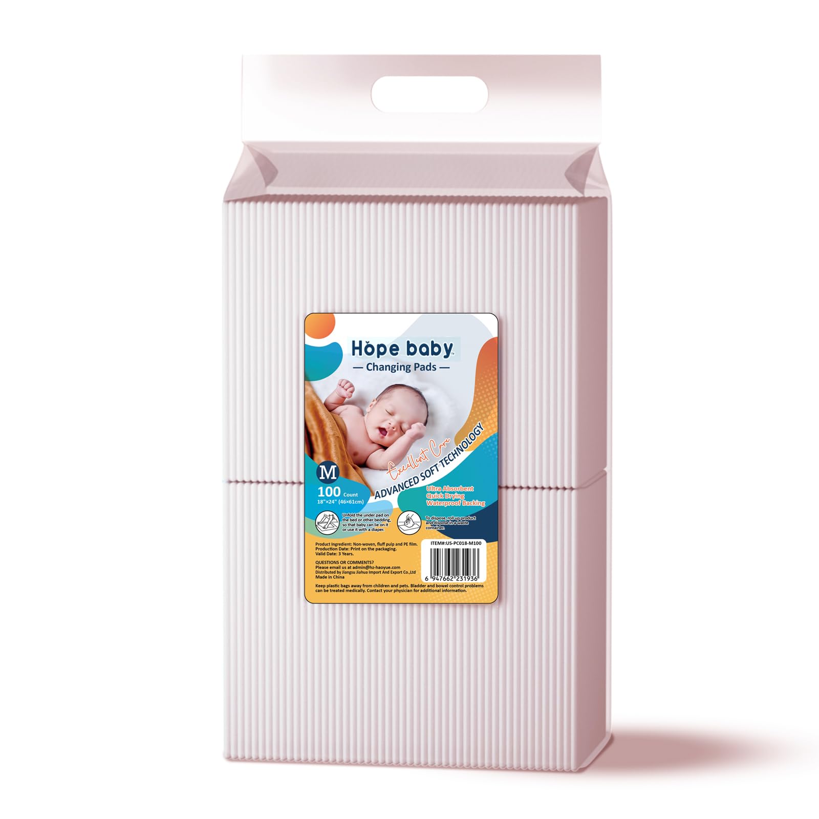 Photo 1 of JUS COOL Baby Disposable Changing Pads, 18”x 24”(100 Count) Underpads Portable Diaper Changing Pads, Soft Bed Pads Ultra Absorbent and Waterproof