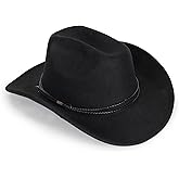 Vintage Women Men Western Cowboy Hat Cowgirl Hat Wide Brim Outdoor Fedora Hat with Buckle Belt M