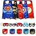 Ecparty 5 Different Superheros Cape and Mask Costumes Set Includes Bonus Matching Wristbands for Kids